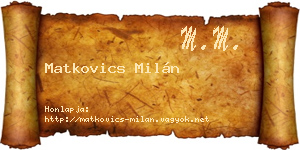 Matkovics Milán névjegykártya