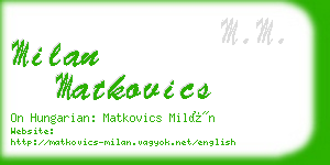 milan matkovics business card